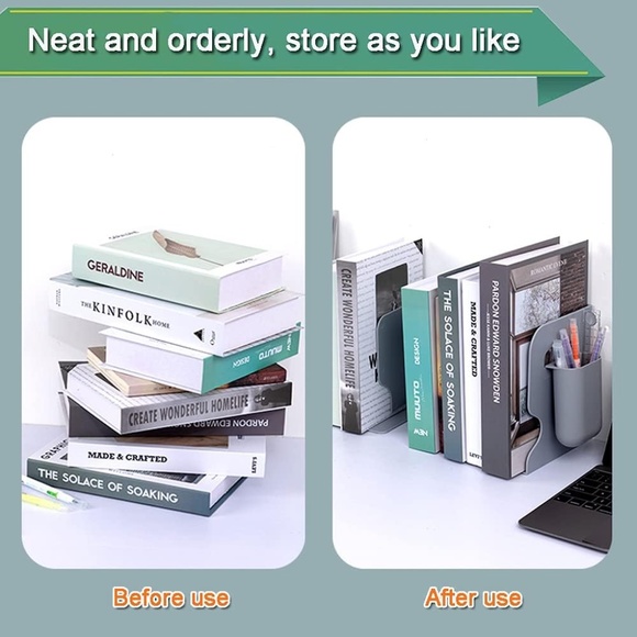 BangBoom Multifunctional Adjustable Telescopic Bookshelf with Pen Holder (White) - Picture 5 of 7